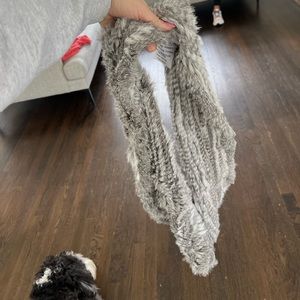 Joie Rabbit Fur Infinity Scarf